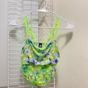 Vibrant Neon Green and Blue Women's Crop Top